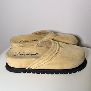 Free People Beige Suede Slip-On Mules